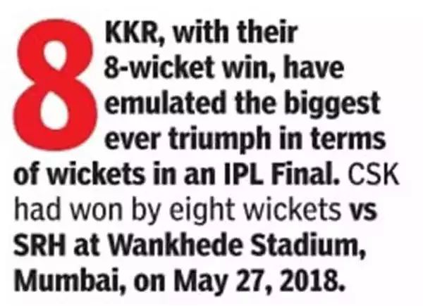 KKR, with their 8 wicket win