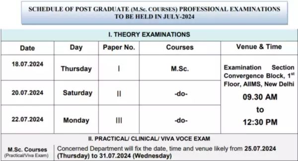 AIIMS PG course exam date 2024