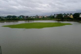KSCA Navule Stadium inundated in Shivamogga following heavy rains KSCA Navule Stadium inundated in Shivamogga following heavy rains