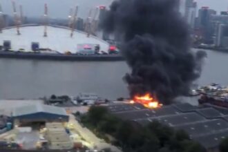 Silvertown: Controlled explosion turns uncontrollable in London as film set catches fire in Silvertown’s O2 arena