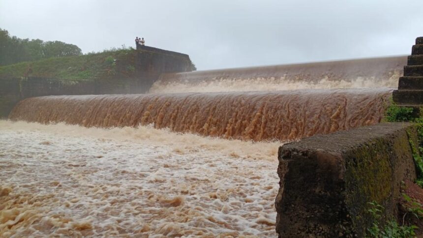 Roads inundated following heavy rains in Shivamogga district of Karnataka