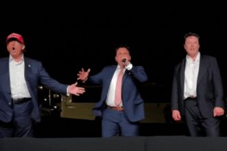 ‘Standing ovation!’: Donald Trump and Elon Musk’s performance of ‘God Bless America’ takes social media by storm