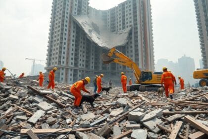 Southern China construction site collapse: Search underway for 13 missing workers